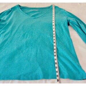Women's Eddie Bauer Long Sleeve Green Heathered V Neck T Shirt T2XL